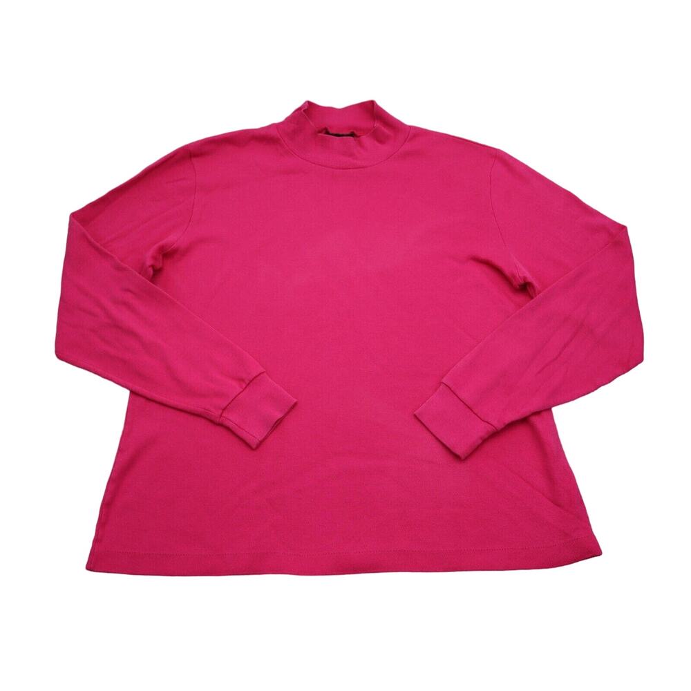 Cross Creek Sweater Womens M Pink Long Sleeve Mock Neck Knit Cotton Pullover